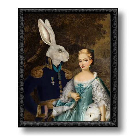 The Rabbits Bride Portrait Print Digital Art Surreal Home Etsy