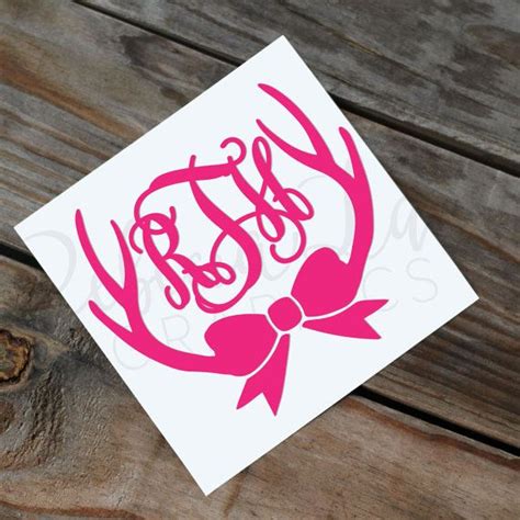 Deer Antlers With A Bow Monogram Decal By Rebeccalanegraphics With