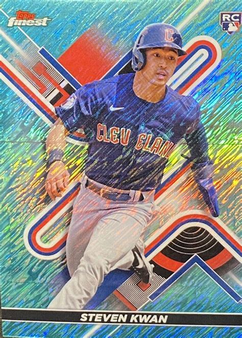 Steven Kwan 2022 Topps Finest 30 Aqua Shimmer Refractor 175 PSA 10