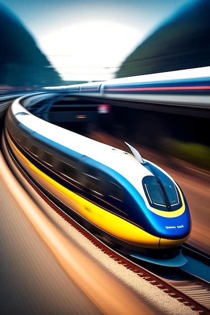 Premium Photo High Speed Train In Motion On The Railway