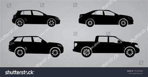 Set Car Silhouettes Black White Car Stock Vector (Royalty Free ...