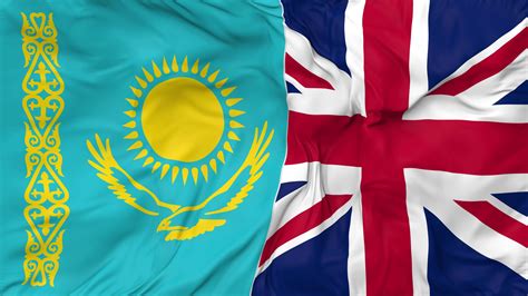 United Kingdom And Kazakhstan Flags Together Seamless Looping