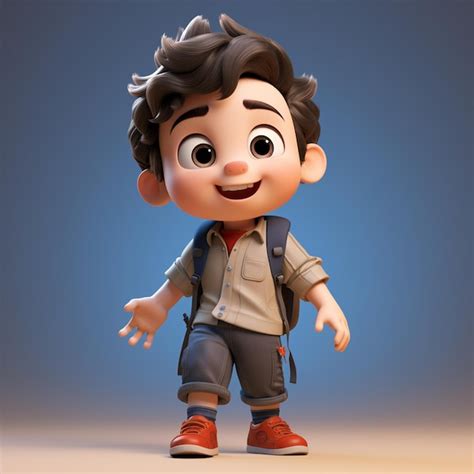 Premium Photo | Cartoon character kid in Disney Pixar style