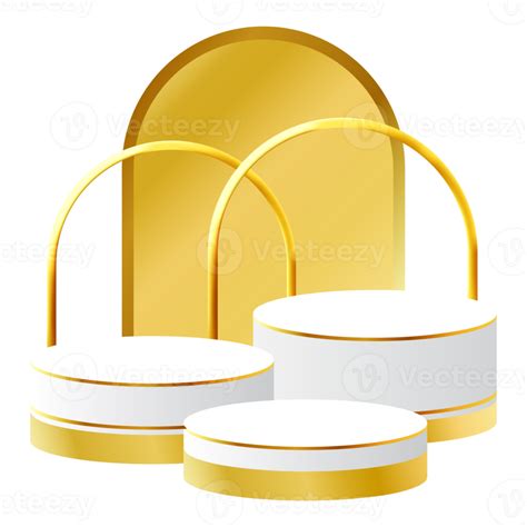 pódio 3d branco e dourado arco dourado perfeito para exibição