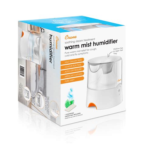 Crane Warm Mist Humidifier 0 5 Gallon Pure Mist Air Humidifier For Home Bedroom And Office