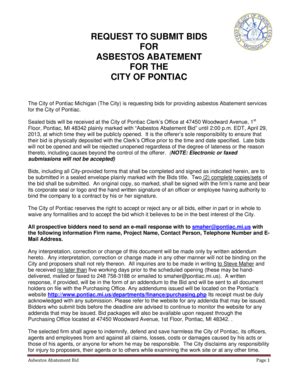 Fillable Online Request To Submit Bids For Asbestos Abatement For The