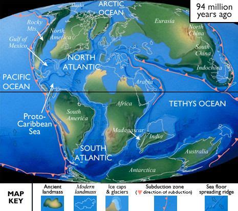 Pangaea As It Spread Apart 94 Million Years Ago Big History Plate