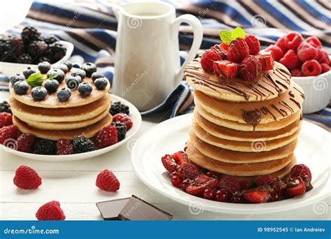 Pancakes with berries stock image. Image of baked, dessert - 98952545