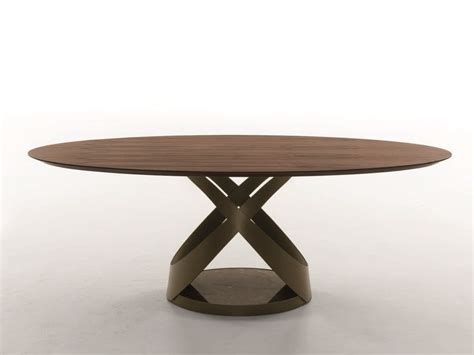 Capri Table Oval Walnut Table With Marble And Metal Base By Tonin