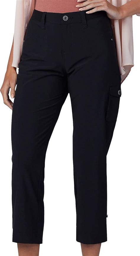 Lee Womens Flex To Go Relaxed Fit Cargo Capri Pant Black Performance