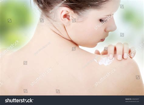 Skincare Concept Back Beautiful Nude Woman Stock Photo