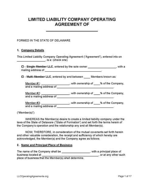 Free Delaware Llc Operating Agreements Free Llc Operating