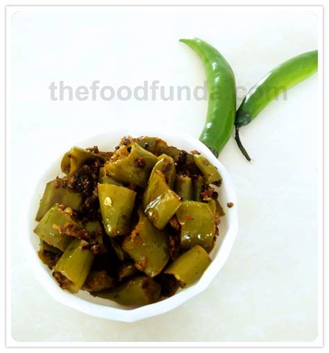 Mirchi Ke Tipore Recipe Instant Green Chilli Pickle The Food Funda