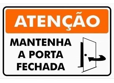 02 Adesivos Atenção Mantenha A Porta Fechada Mercado Livre