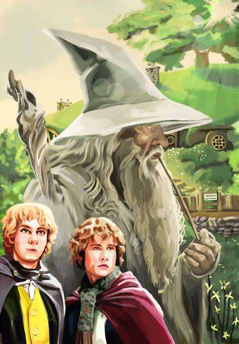 Lotr Gandalf Merry And Pippin Fan Art Mittelerde Herr Der Ringe Erde