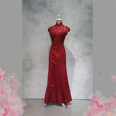 Evening Dress 408Ev02 MM Maroon Cheongsam 24 Oriental Cheong Sam Qi Pao ...