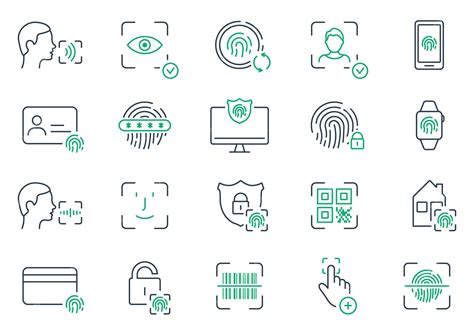 Premium Vector Biometric Identification Line Icon Set Face Id Touch