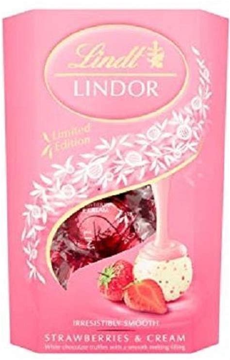 Lindt Lindor Witte Chocolade Met Een Zacht Smeltende Aardbei