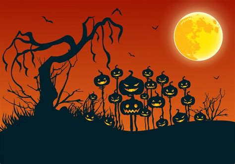 Fr Hlicher Halloween Flachhintergrund Mit Gruseligem Toten Baum