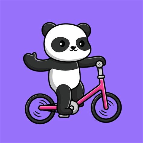 Lindo Panda Montar Bicicleta Dibujos Animados Vector Icono Ilustraci N