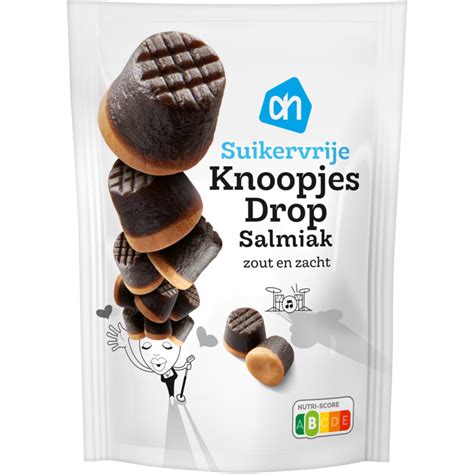 Albert Heijn Knoopjesdrop Salmiak Suikervrij Zak 120 Gram