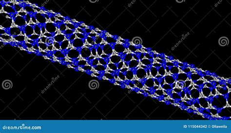 Boron Nitride Nanotube Molecular Structure Isolated On Black Background