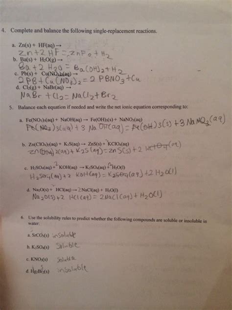 Solved Use The Solubility Rules To Predict The Products Of