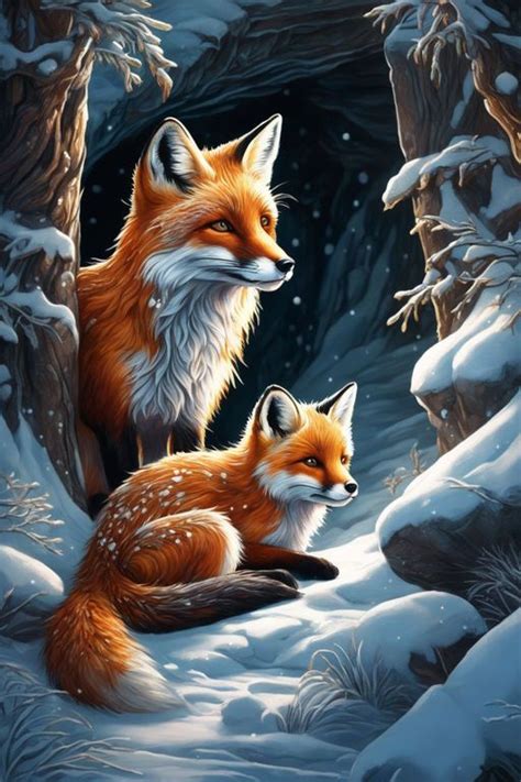 Two Foxes In The Snow