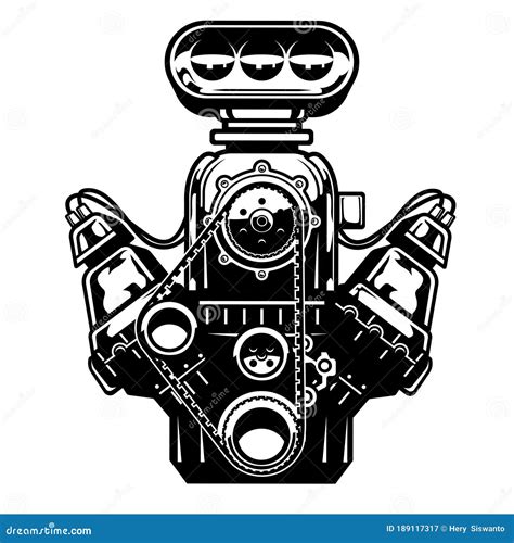 Big Muscle Car Engine Stock Vector Illustration Of Model