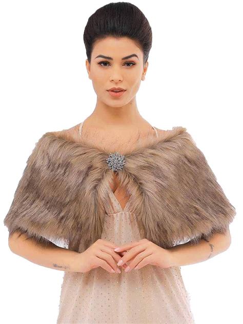 Zoestar Womens Faux Fur Shawls And Wraps Wedding Fur Stole Winter Fur