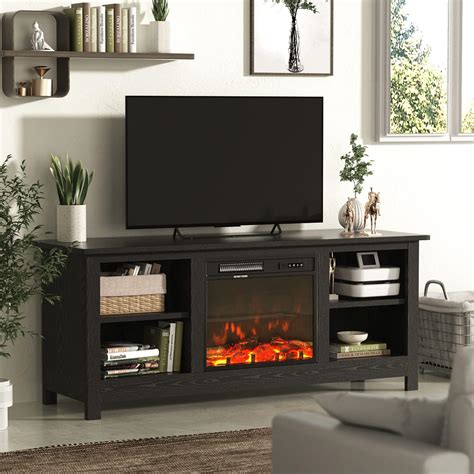 Buy Jummico Fireplace Tv Stand For Tvs Up To Inches Farmhouse Wood