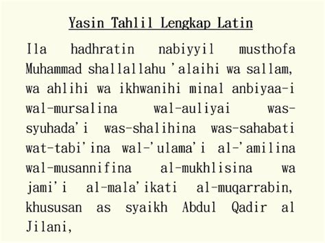 Bacaan Yasin Dan Tahlil Lengkap Latin