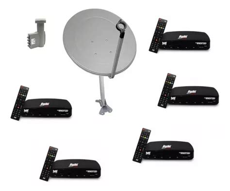 Kit Nova Antena Digital 60cm Bedinsat 5 Receptores Bs9900s