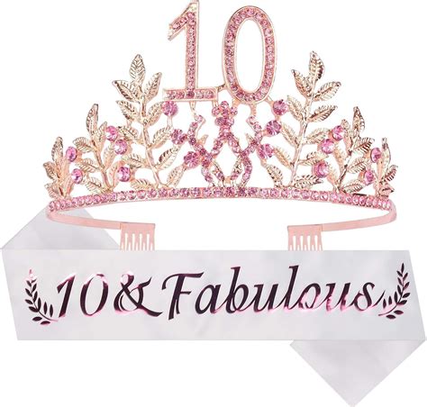 Doradreamdeko Th Birthday Pink Glitter Sash Premium Metal Tiara Set