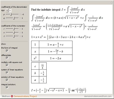 Integrating A Quadratic Divided By The Square Root Of A Quadratic Wolfram Demonstrations Project