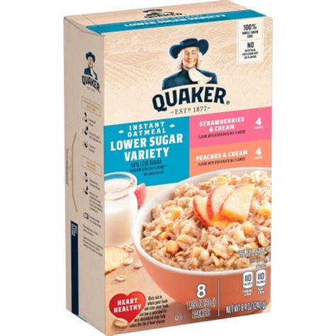 Quaker Hot Cereal Instant Oatmeal Lower Sugar Fruit And Cream Variety Pack Pack Of 8 8 Pack