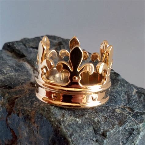 Mens Crown Ring Gold Etsy