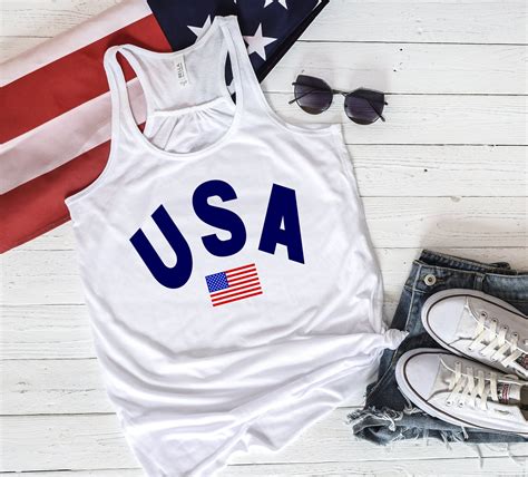 American Flag Tank Top Usa American Flag Tank Retro Etsy