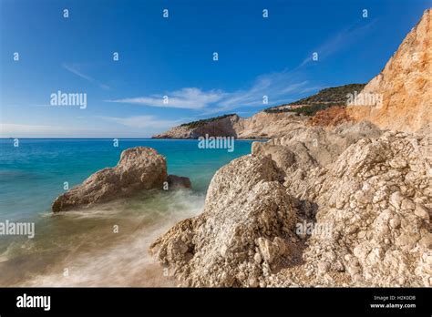 Beautiful Summer White Porto Katsiki Beach On Ionian Sea Lefkada