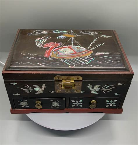 Vintage Japanese Traditional Jewelry Box - Mother of … - Gem