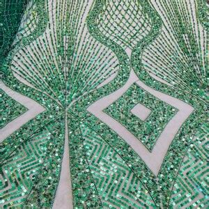 Hunter Green Beaded Fabric by the Yard, Bridal Heavy Beaded, Damask ...