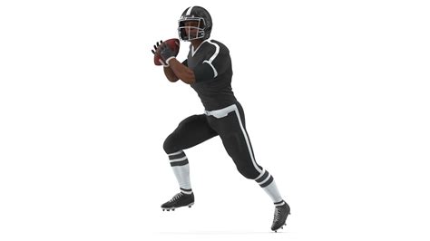 3D Black Man American Football Player Black Uniform Running The Ball Model - TurboSquid 2091369