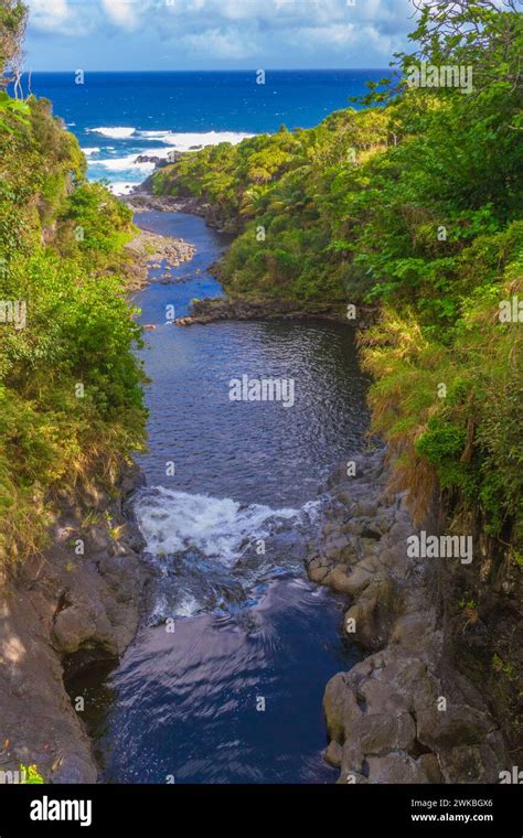 Seven Sacred Pools Or Oheo Gulch On The Road To Hana On The Island Of