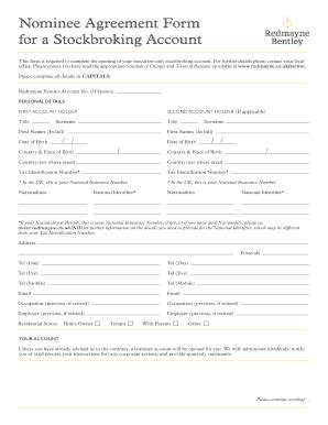 Fillable Online Nominee Agreement Form Fax Email Print Pdffiller