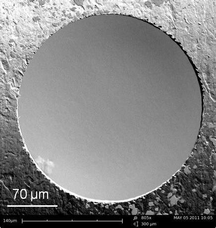 SEM Picture Of The Outlet Of An Array Of Microholes Achieved With The