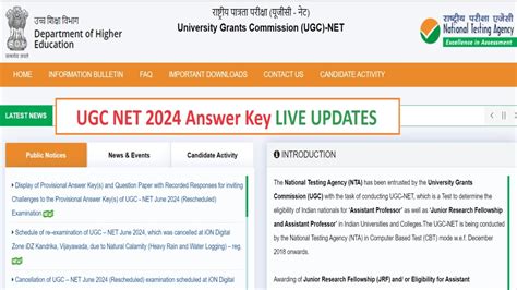 Ugc Net Answer Key Live Updates Provisional Answer Key For Aug