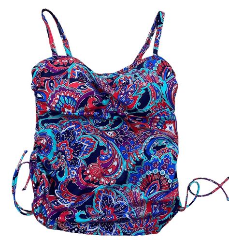 NWT Swim Solutions Swimsuit Bikini Tankini Top Size Side Tie D Cup EBay