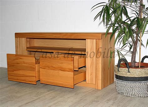 TV Schrank hohe Schubladen 128x62x40cm HORIZONT Kernbuche massiv geölt