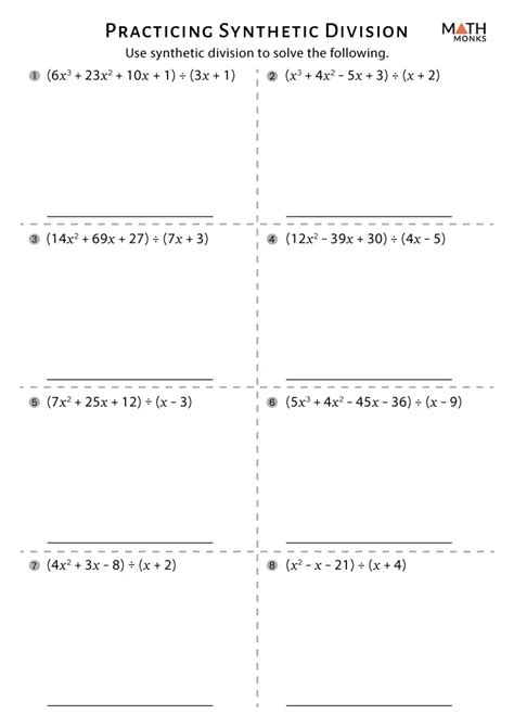 Synthetic Division Worksheets Math Monks Worksheets Library