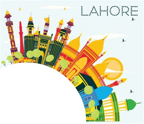 Urdu Calligraphy Lahore Famous City Pakistan Vector Image